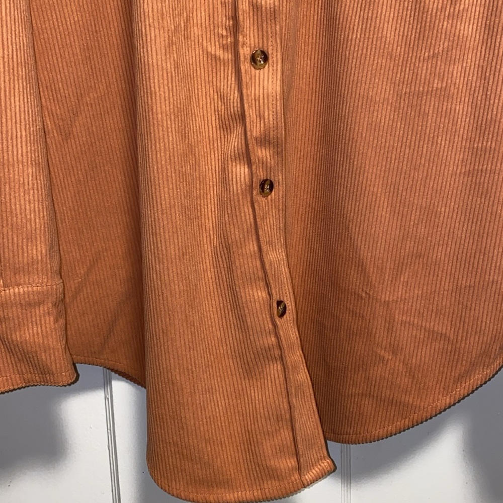 JURANMO Large Orange Corduroy Button Down Shacket Casual Shirt Chest Pocket - Picture 7 of 11